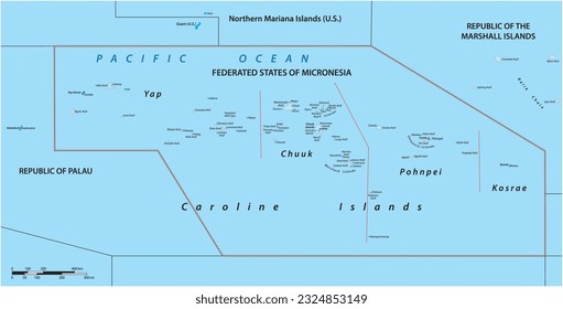 political vector map of the Federated States of Micronesia