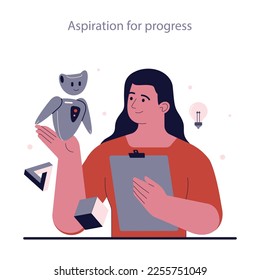 Political views spectrum. Left-wing politics principle. Aspiration for progress. Modern technologies development and research. Flat vector illustration