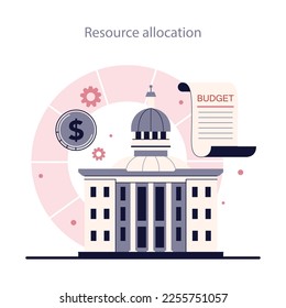 Political views spectrum. Left-wing politics principle. Resource allocation, assignment of available budget. Flat vector illustration