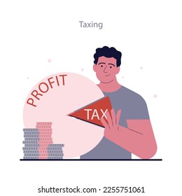 Political views spectrum. Left-wing politics principle. Taxing, financial charge to fund government spendings on collective needs. Flat vector illustration