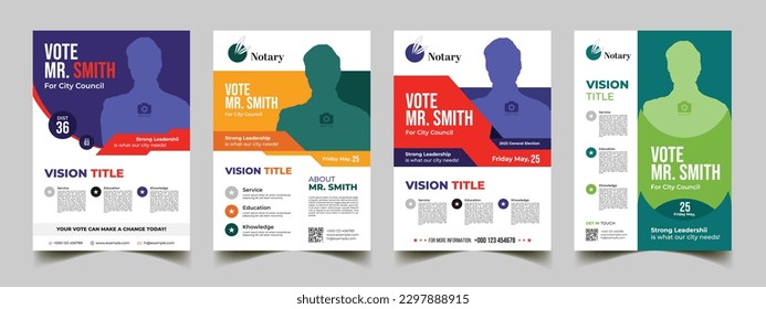 Political vote election campaign flyer and poster template. editable promotion poster, brochure leaflet layout vector. 