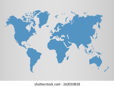 Political world blue map and vector illustration.