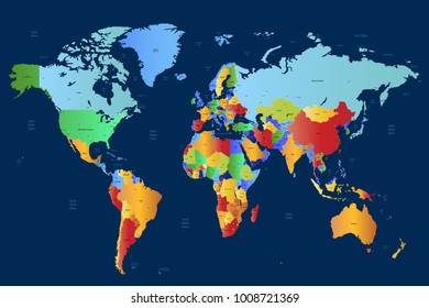 Political World Map Stock Vector (Royalty Free) 1008721369 | Shutterstock