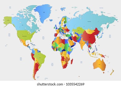 Political World Map Stock Vector (Royalty Free) 1035542269 | Shutterstock