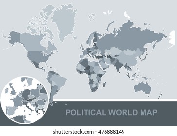 Political world map. With all countries high quality.