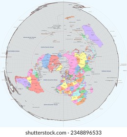 Political world map Azimuthal Equidistant projection