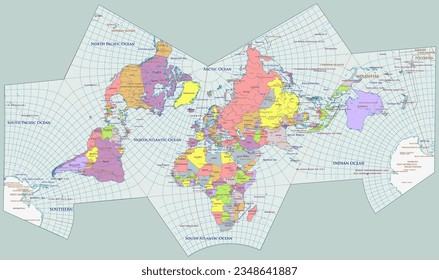 Political world map Cahill Concialdi map projection