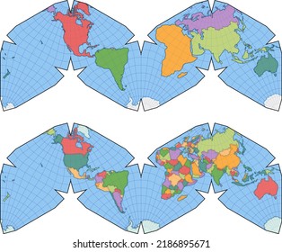 Political World Map Cahill-Keyes projection