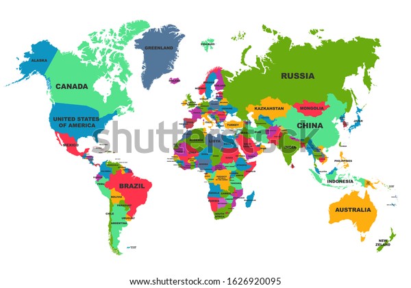 Political World Map Colourful World Countries Stock Vector (Royalty ...