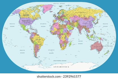 Political world map Contains information licensed under the Open Government License Canada Winkel II map projection