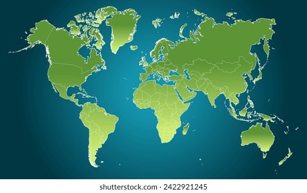 Political world map with countries, vector template for website and illustration