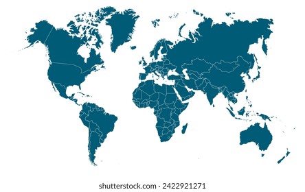 Political world map with countries, vector template for website and illustration