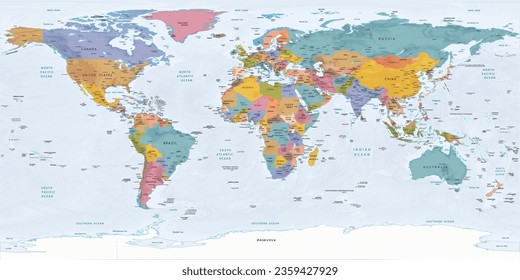 Political world map Equirectangular projection svg