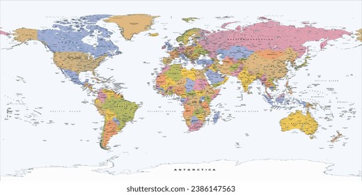 Political world map Equirectangular projection svg