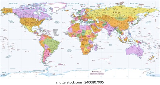 Political world map Equirectangular projection svg