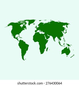  Political World Map Illustration  on a green background