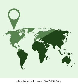 Political World Map Illustration with Map pointer