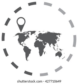 Political World Map Illustration with Map pointer