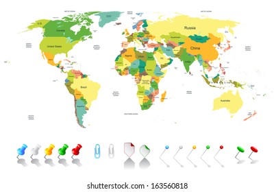 Political world map with infographic elements for your designs svg