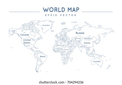 World Map Outline Names Images Stock Photos Vectors Shutterstock