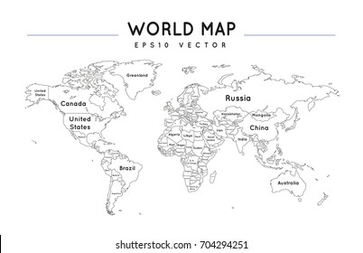 7,614 World Map Country Names Outline Images, Stock Photos & Vectors ...