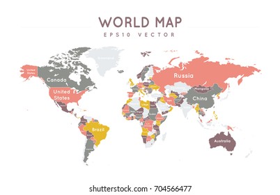 Political World Map Name Borders Countries Stock Vector (Royalty Free ...