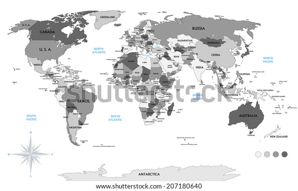 Political World Map On White Background Stock Vector Royalty Free