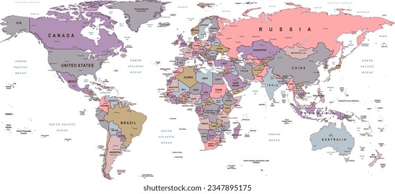 Political world map Patterson projection