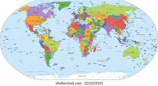 Political World Map Robinson Projection