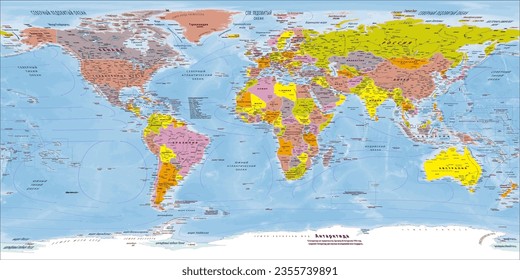 Political world map Russian language Equirectangular projection svg