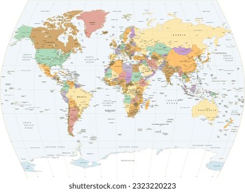 Political world map Times projection