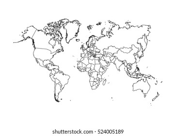 Political World Map vector Illustration.