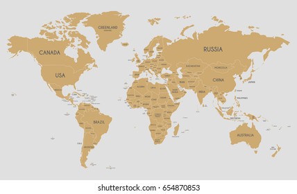 Political World Map vector illustration. Editable and clearly labeled layers.