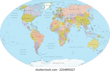 Political world map Winkel-Tripel projection