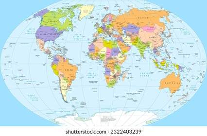 Political world map Winkel-Tripel projection