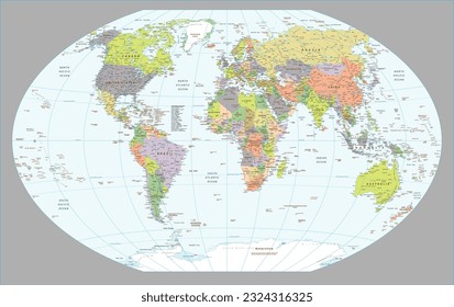 Political world map Winkel-Tripel projection	