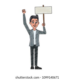 Politician with blank poster scribble