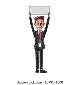 Politician with blank poster scribble