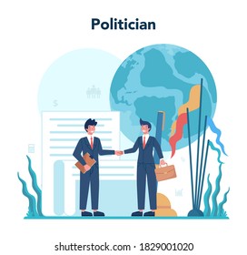 Politician concept. Idea of election and governement. Democratic governance. Isolated flat illustration