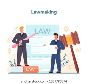 Politician concept. Idea of election and governement. Democratic governance. Political party, lawmaking, public administration. Isolated flat illustration