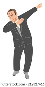 A politician dances a dab. Flat vector illustration.