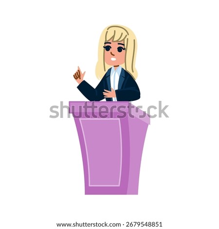 Politician delivering a speech from a podium, using expressive hand gestures while addressing an audience at a political rally or conference, engaging with the crowd effectively
