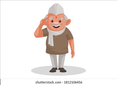 A politician is giving a salute. Vector graphic illustration. Individually on a white background.