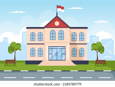 Politician or Government Building Cartoon Hand Drawn Illustration as a Place for Sustained Economic Development 