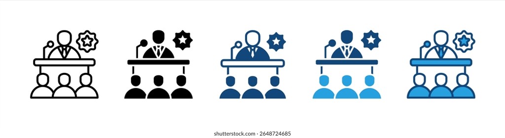 Politician icon set multiple style collection