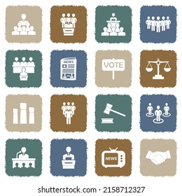 Politician Icons. Grunge Color Flat Design. Vector Illustration.