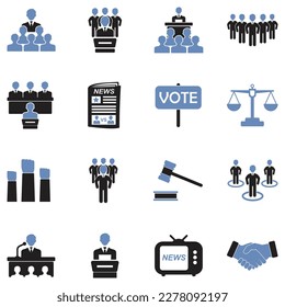 Politician Icons. Two Tone Flat Design. Vector Illustration.