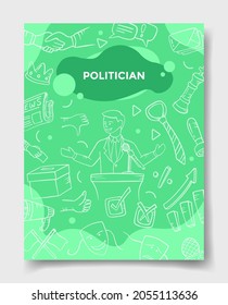 profesión de político con estilo de doodle para plantillas de carteles, volantes, libros y portada de revista