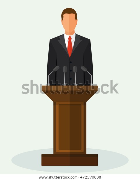 演壇の後ろに立って演説をする政治家 ベクターフラットスタイルのカラフルなイラスト のベクター画像素材 ロイヤリティフリー 演壇の後ろに立って演説をする政治家 ベクターフラットスタイルのカラフルなイラスト のベクター画像素材 ロイヤリティフリー