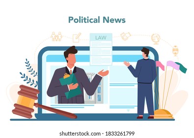 Politician online service or platform. Idea of election and governement. Democratic governance. Online news. Isolated flat illustration